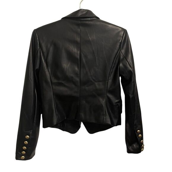 Avec Les Filles Black Faux Leather Double Breasted Black Jacket Size Small - Picture 5 of 7